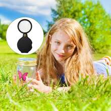 6入裝摺疊式小型口袋放大鏡,10倍兒童小放大鏡,閱讀輔助放大鏡,口袋放大鏡,用於閱讀書籍,檢查卡片,手工藝（50毫米,黑色） - 黑色 - 查看 6