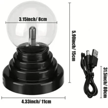 Usb 供電等離子球燈 - 觸摸感應互動式等離子燈星雲球地球儀,適合裝飾品/派對/臥室的科學教育禮物 - 黑色 - 查看 3