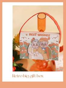 1 件高檔婚禮糖果盒,送朋友的便攜式禮物盒 - 橘色 - 查看 3