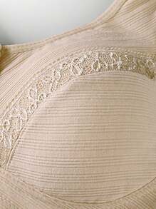 Wire-Free Lace Trim Bra With Front Closure, Lingerie - Apricot - View 3