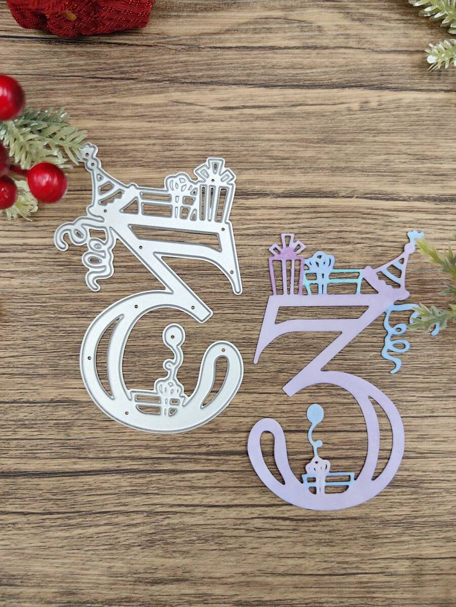 1pc 0-9 Numbers Decorative Scallop Edge Scissors For Diy Scrapbooking Craft - 3 - View 1