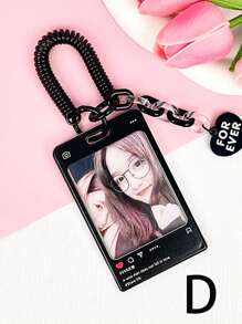 1個學生證、透明相片卡用對話氣泡設計的亞克力卡套,diy配件,包括鑰匙扣、彈性繩和鏈子吊飾 - 彩色 - 查看 6