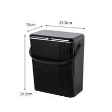 Wall-Mounted Garbage Bin With Lid For Bathroom, Kitchen, Living Room And Toilet - Black - View 1