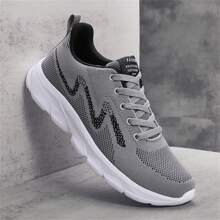 2023 年新款大码男士运动鞋，时尚透气网眼鞋面，厚实耐磨外底，情侣款公路跑鞋 - 灰色 - 查看 4