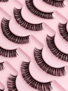 20 Pairs D Curl Volume Faux Mink Eyelashes Reusable Fluffy Full Strip Lashes Eyelashes Extensions - 黑色 - 查看 3