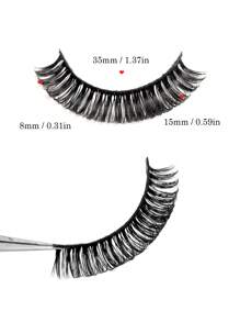 20 Pairs D Curl Volume Faux Mink Eyelashes Reusable Fluffy Full Strip Lashes Eyelashes Extensions - 黑色 - 查看 4