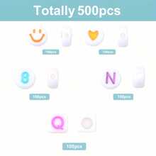 500顆abs字母/數字/心形/微笑臉形珠子,包裝盒裝,適用於diy手鍊/項鍊/耳環製作 - 彩色 - 查看 3