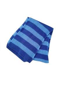 1條雙色聚酯纖維休閒時尚保暖針織圍巾,適用於男女冬季外出、旅行和購物 - 寶藍色 - 查看 5