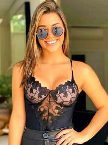 Women Bodysuits - 黑色 - 查看 6