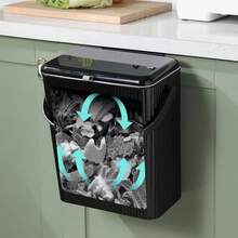 Wall-Mounted Garbage Bin With Lid For Bathroom, Kitchen, Living Room And Toilet - Black - View 3