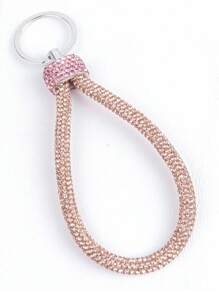 1pc Fashionable Full Rhinestone Keychain, Couples Small Gift, Car Key Chain, Home Decor, Car Accessories, Bag Charm, Lanyard, ID Card Holder, Car Accessories - White - View 10