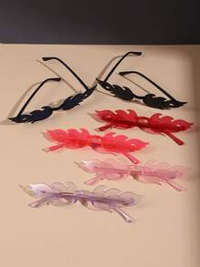 6 件装时尚 Y2k 风格方形镜框可爱男女通用复古运动时尚眼镜适合日常佩戴 - 彩色 - 查看 2