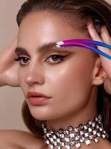 1 件不鏽鋼眉毛鑷子套組、化妝工具、斜鑷子、尖鑷子、扁平鑷子、便攜式拔毛夾 - 彩色 - 查看 7