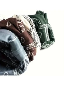 1個女性打結印花寬頭帶,彈性跑步、瑜伽運動波霸發帶 - 藍色 - 查看 4