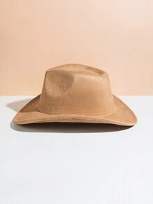 1pc Men's Fashionable Solid Color Soft Chamois Cloth Brimmed Hat, Perfect For Outdoor Activities And Decoration - Camel - View 3