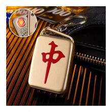 Personalized And Creative Mahjong Playing Card USB Charging Cigarette Lighter Pendant Lighter Windproof - Red - View 2