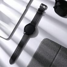 皮質手環與三星galaxy Watch 6 40mm 44mm/galaxy Watch 5/watch 4 44mm 40mm/galaxy Watch 5 Pro 45mm/galaxy Watch 4 Classic 46mm 42mm兼容,20mm手表帶適用於女士和男士 - 黑色 - 查看 1