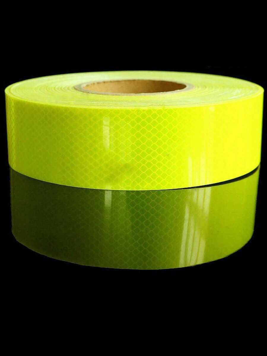 1PC Fluorescent Yellow Green Reflective Tape, Vehicle Safety Warning Tape Strip, School Bus Specific Reflective Film - Yellow - View 1