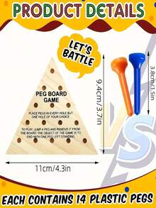 1 件木制三角钉游戏三角木制棋盘游戏家庭棋盘游戏木制策略玩具旅行游戏趣味拼图适合青少年和成人 - 彩色 - 查看 6