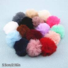 5入組五顏六色仿兔毛毛球鑰匙扣,毛茸茸蓬鬆毛絨吊飾 - 卡其色 - 查看 4