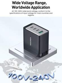 Rocoren USB C Bộ sạc , 67W Công nghệ 4 Sạc nhanh PPS 65W PD USB C Tường Bộ sạc , Đa cổng Có thể mang đi Nhanh Bộ sạc Chặn Đối với MacBook Pro/Air , iPad , , S23 , Máy tính xách tay , Phích cắm US - phích cắm Mỹ - Xem 10