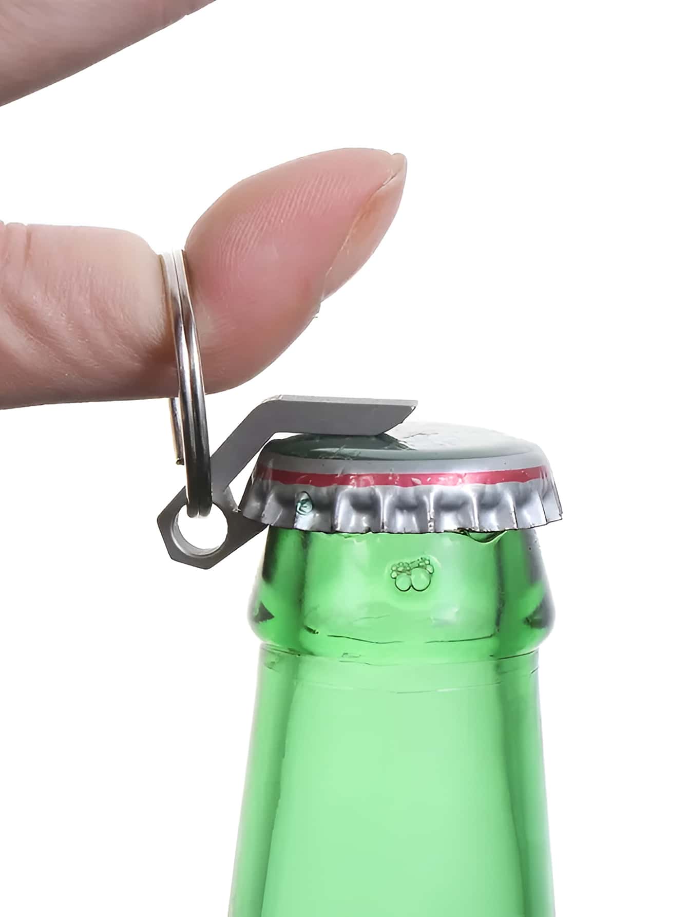 1入全新啤酒瓶開瓶器迷你鑰匙扣小工具鋼制鑰匙扣露營熱門小開瓶器啤酒酒家用廚房工具 - 銀色 - 查看 1