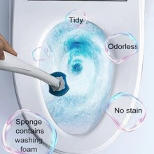 32 Counts Disposable Toilet Bowl Brush Heads Toilet Cleaning Wand Refills Scrubber - Blue - View 4