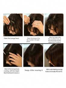 合成假发片刘海发片夹式接发 - 黑色 - 查看 6