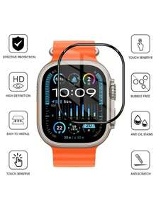 5件/包 防爆全覆盖曲面复合膜 碳纤维纹理 黑边 适用于Apple Watch 38/40/42/41/45/49mm 送给返校学生的礼物