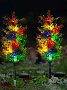 1 件装户外防水太阳能树地灯，太阳能木桩 LED 户外照明，带彩色闪烁松树灯，庭院、小路、草坪、通道、装饰圣诞生日派对，适合亲人和朋友的圣诞礼物！（颜色），圣诞装饰 - 彩色 - 查看 8