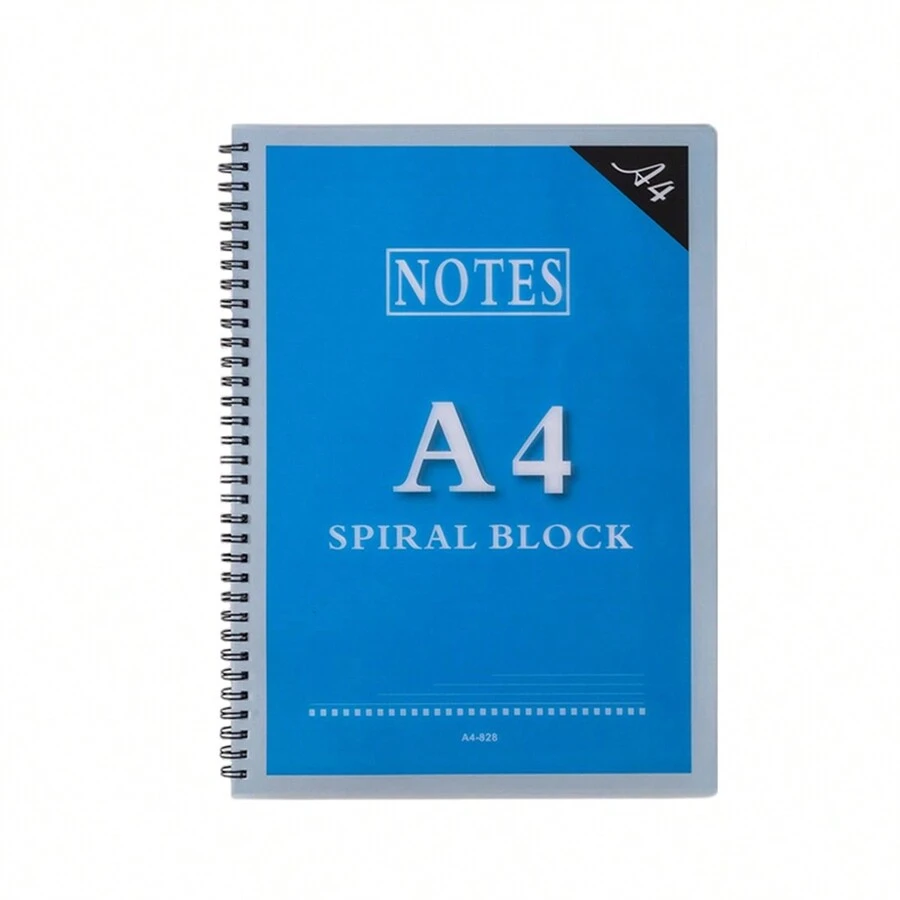 Cuaderno A5/a4 Con 68 Hojas, Tapa De Plástico, Rayado Horizontal - Azul - Ver 1