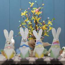 1pc Easter No Face Doll Rabbit Plush Figurine Home Decor, Random Color/Style - Multicolor - View 2