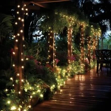 300 LED Solar-Powered Outdoor Christmas Lights, IP65 Waterproof, 8 Flashing Modes, For Home Decor, Garden, Patio, Camping