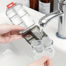 1pc Dual Layer Small Pill Box, Portable Pill Organizer With 10 Compartments, Transparent Sealed Medicine Storage Box