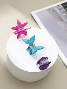 3 Piezas Garras Para El Cabello Con Diseño De Dibujos Animados Para Damas - Multicolor - Ver 4