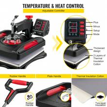 Heat Press Machine 8 In 1 Combo, Heat Press 15x15, Swing Away T Shirt Printing Machine Digital Control, Multifunction Heat Transfer Machine Sublimation Heat Press For T-Shirt Hat Cap Mug Plate - 紅色 - 查看 3