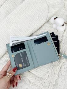 SOUTHLAND&KANGAROO Detalhe de carta Carteira dobrável sobre bolso pequena carteira feminina fina leve portátil porta-cartão de crédito porta-chaves carteira curta fofa moderna moda para presente de aniversário aniversário mulheres meninas senhora negócios para aniversário para dia dos namorados para presente de aniversário para casal para meninas para senhora para bolsa feminina material escolar para dormitório escolar e volta às aulas para mulheres carteira bolsa carteira pequena carteira - Azul - Ver 4