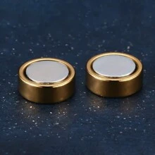1 对磁性耳夹，男女适用无痛假穿孔耳环套装，银色、黑色和金色 CZ 耳环套装，送给亲人和朋友的礼物 - 圓盤 - 查看 5