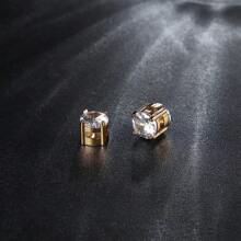1 对磁性耳夹，男女适用无痛假穿孔耳环套装，银色、黑色和金色 CZ 耳环套装，送给亲人和朋友的礼物 - 圓盤 - 查看 4