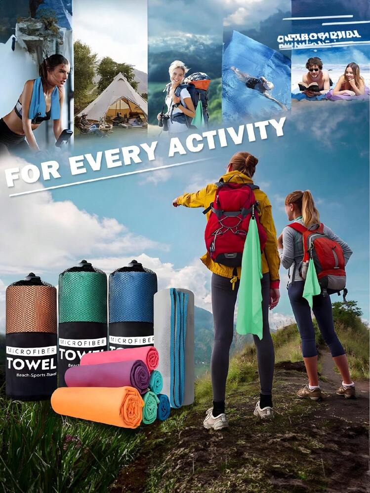 1 件薄荷绿速干毛巾，超柔软超细纤维，轻便且吸水率高，适用于户外运动、露营、健身房、瑜伽、徒步旅行海滩必备品、沙滩巾 - 薄荷綠 - 查看 9