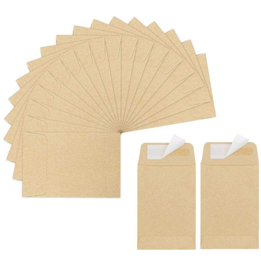 180入組2.35"×3.5"信封,棕色牛皮紙小型信封,全封口密封種子包信封,種子信封,辦公室,家庭,學校用迷你信封 - 棕色 - 查看 1