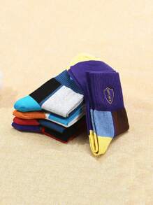 20 Pairs Mixed Men's Anti-Odor, Moisture Wicking Crew Socks With Letter And Color Block Design, Suitable For Spring And Autumn - Multicolor - View 2