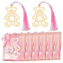 金屬書籤,帶有優雅絲綢流蘇和創意禮品盒,適合書籍愛好者、迎嬰派對、婚禮派對、特殊裝飾、賓客紀念品、姐妹禮物、最好的朋友禮物 - 粉色 - 查看 1