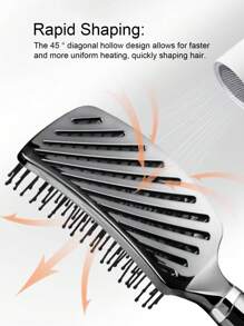1 Pc Electroplated Styling Comb, Square Hollow Comb Hair Brush/Comb Anti-Frizz Brush For All Hair Types Quick Drying And Styling For Men And Women - Black - View 8