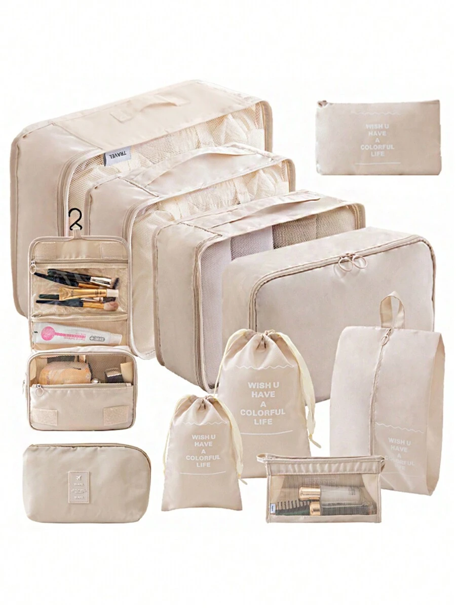 Bộ túi du lịch Bộ hành lý 11 món Túi đóng gói Quần áo Giày dép Túi riêng Du lịch Di động Đồ dùng du lịch cần thiết cho du lịch Ba lô Túi du lịch Vali hành lý Dụng cụ du lịch Trở lại trường học Di chuyển Túi sắp xếp