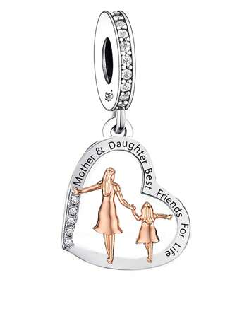 HuooNew 1pc Fashion Slogan Graphic Cubic Zirconia Decor Figure & Heart Silver DIY Pendant For Women For DIY Jewelry Making