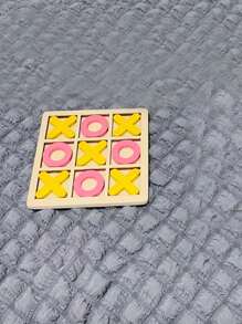 1 套木制井字积木九宫格 Xo 井字游戏儿童益智玩具早教桌面游戏逻辑思维训练游戏、拼图、木制玩具 - 黃色 - 查看 8