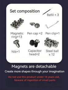 A Set Of Magnetic Pens, Decompression Magnetic Levitation Multifunctional Magnetic Toys, Magnetic Pens, Decompression Magnet Pens, Magnetic Pens - Black - View 4
