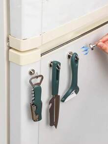 3入組現代銀色磁性金屬掛勾,適用於家庭、廚房、辦公室與工作場所 - 銀色 - 查看 1