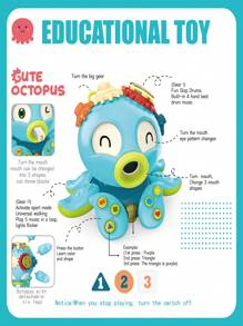 章魚寶寶音樂燈光爬行感官玩具,男女適用,自動避障,形狀/顏色認知,音樂/聲光玩具,聖誕節兒童幼兒禮物,1-3歲兒童玩具 - 藍色 - 查看 8